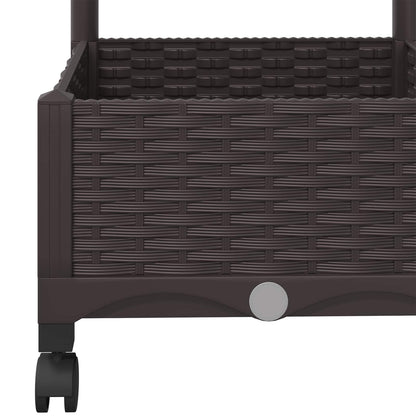 Garden Planter with Trellis&Wheels Brown 120 x 40 x 131.5 cm PP