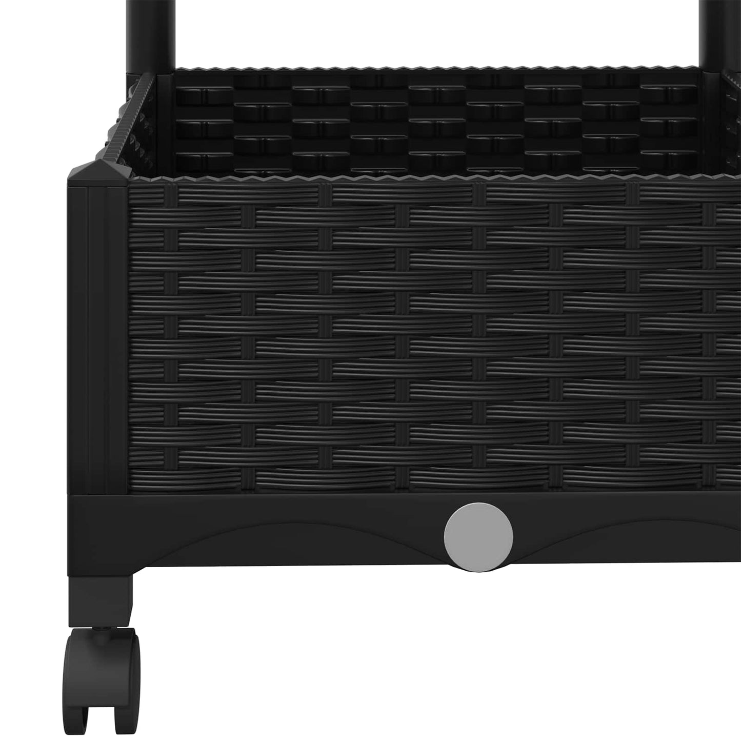 Garden Planter with Trellis&Wheels Black 120 x 40 x 131.5 cm PP