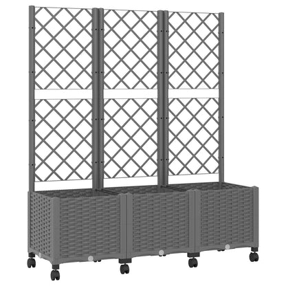 Garden Planter with Trellis&Wheels Light Grey 120 x 40 x 146 cm