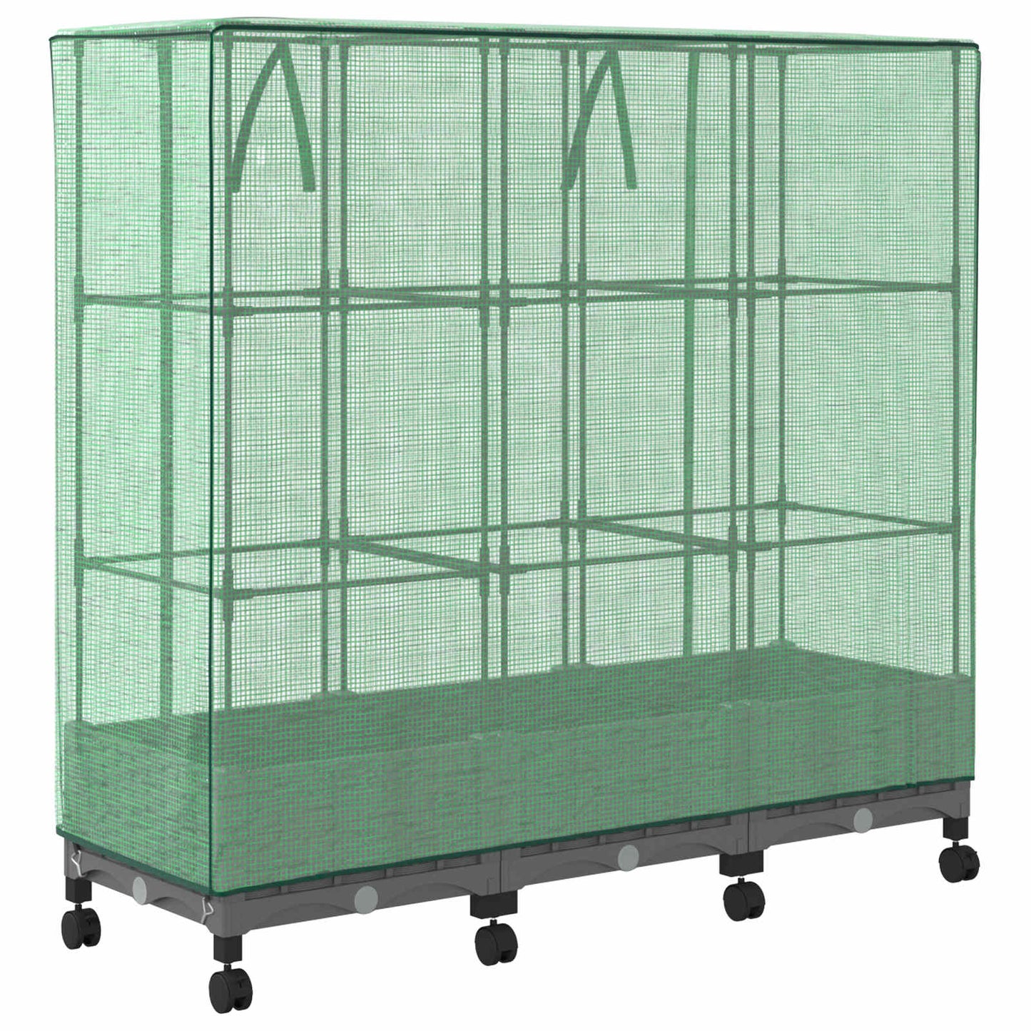 Garden Planter with Greenhouse Cover&Wheels 3 pcs Light Grey PP