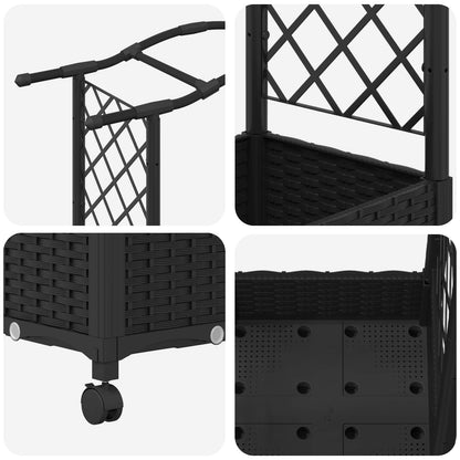 Raised Bed with Trellis and Roof Black 169 x 40 x 129 cm PP