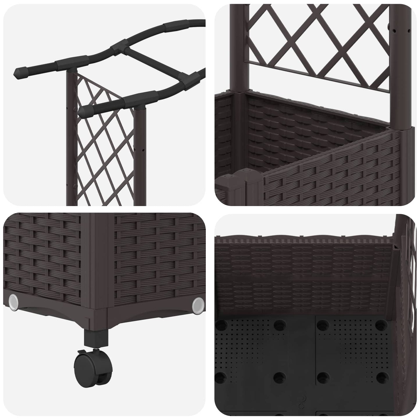 Raised Bed with Trellis and Roof Brown 164 x 40 x 144 cm PP