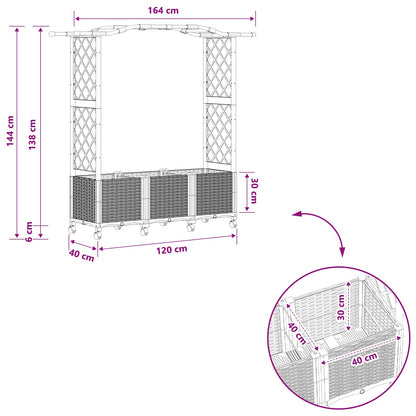Raised Bed with Trellis and Roof Black 164 x 40 x 144 cm PP