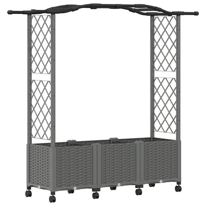 Raised Bed with Trellis and Roof Light Grey 164 x 40 x 144 cm