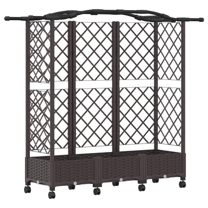 Raised Bed with Trellis and Roof Brown 163 x 40 x 129 cm PP