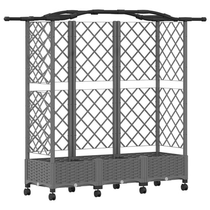 Raised Bed with Trellis and Roof Light Grey 163 x 40 x 129 cm