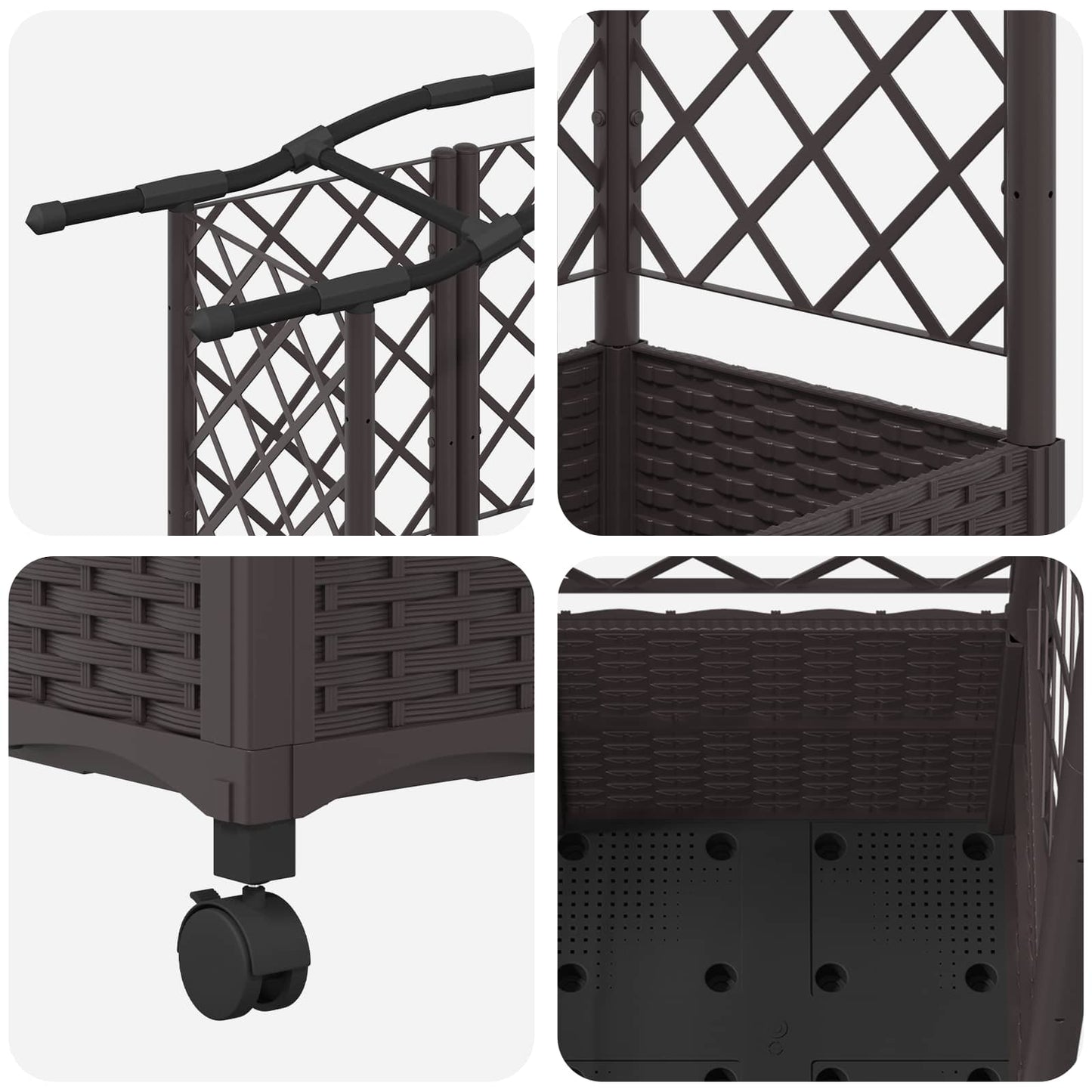Raised Bed with Trellis and Roof Brown 163 x 40 x 144 cm PP