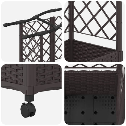 Raised Bed with Trellis and Roof Brown 163 x 40 x 144 cm PP