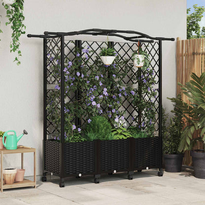Raised Bed with Trellis and Roof Black 163 x 40 x 144 cm PP