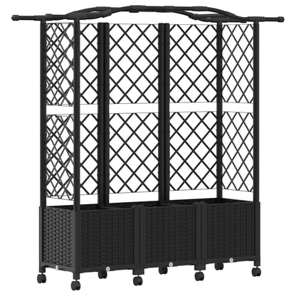 Raised Bed with Trellis and Roof Black 163 x 40 x 144 cm PP