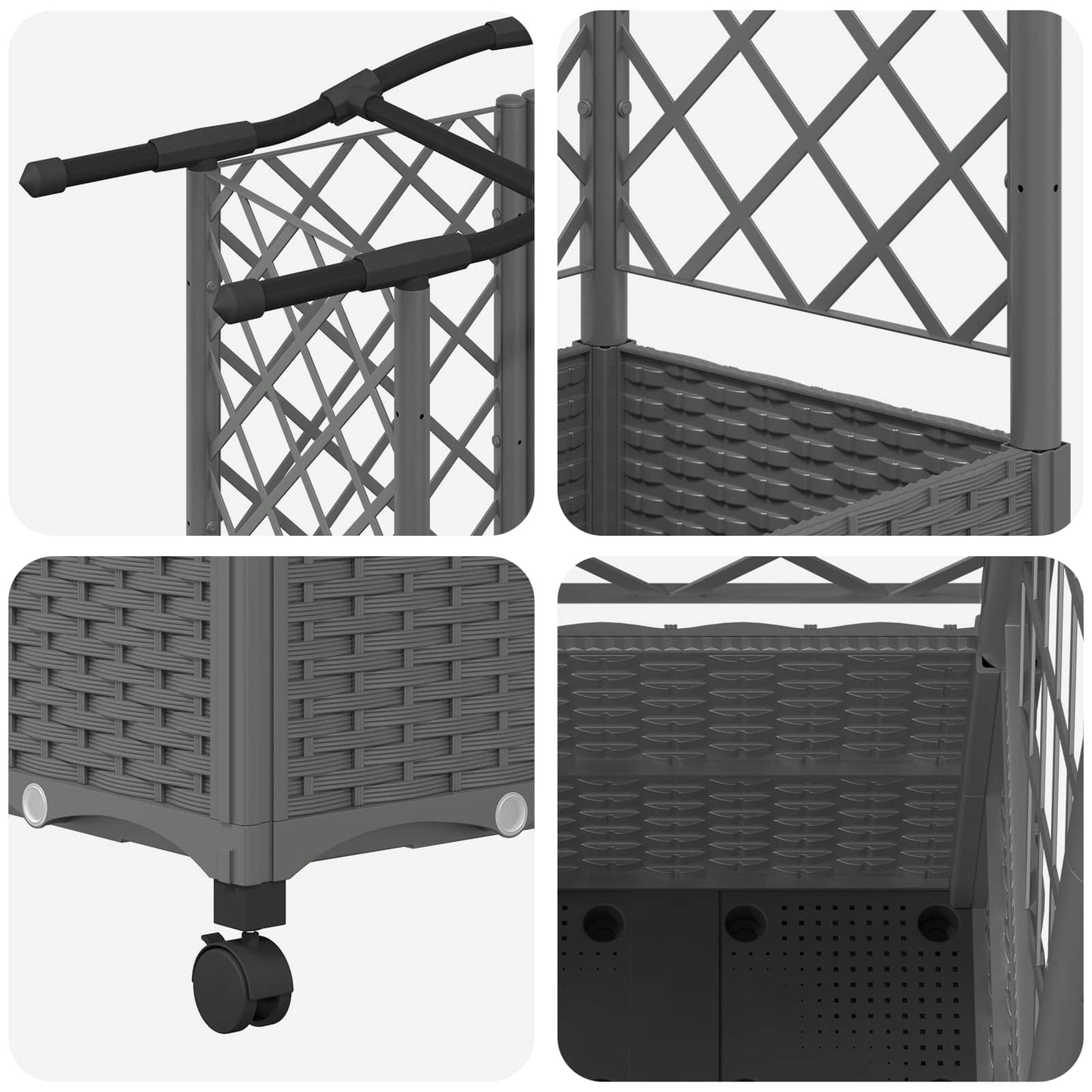 Raised Bed with Trellis and Roof Light Grey 163 x 40 x 144 cm