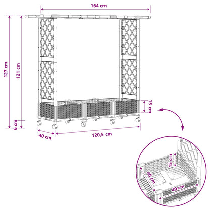 Raised Bed with Trellis and Roof Brown 164 x 40 x 127 cm PP