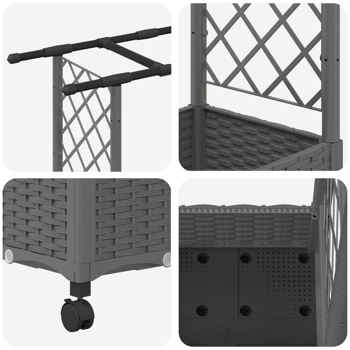 Raised Bed with Trellis and Roof Light Grey 164 x 40 x 127 cm