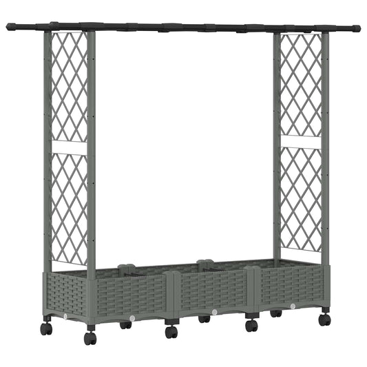 Raised Bed with Trellis and Roof Light Grey 164 x 40 x 127 cm