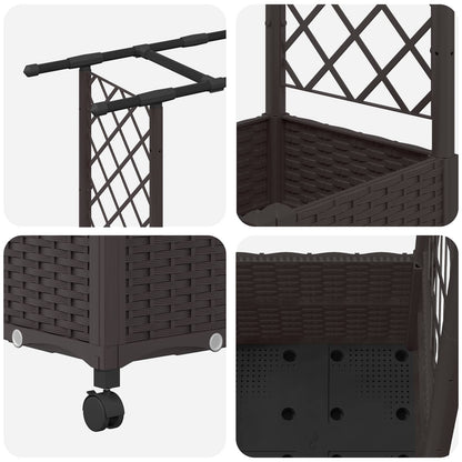 Raised Bed with Trellis and Roof Brown 162.5 x 40 x 142 cm PP