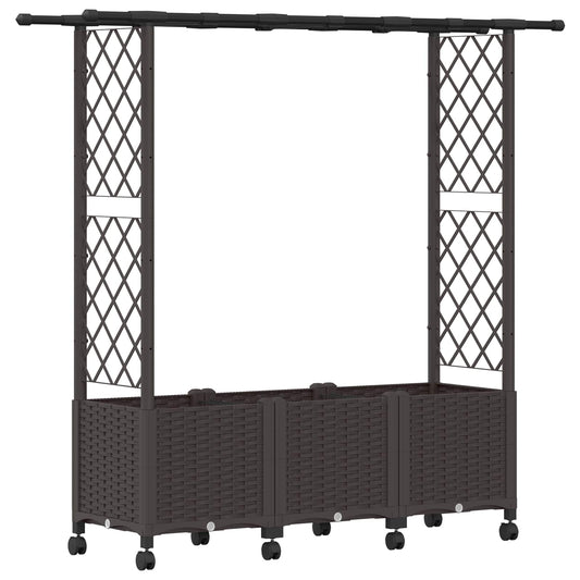 Raised Bed with Trellis and Roof Brown 162.5 x 40 x 142 cm PP