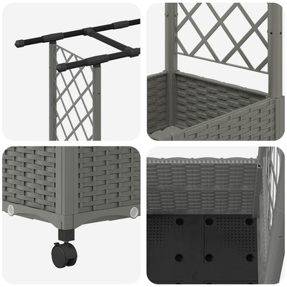 Raised Bed with Trellis and Roof Light Grey 162.5 x 40 x 142 cm