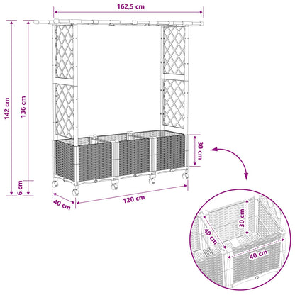 Raised Bed with Trellis and Roof Light Grey 162.5 x 40 x 142 cm