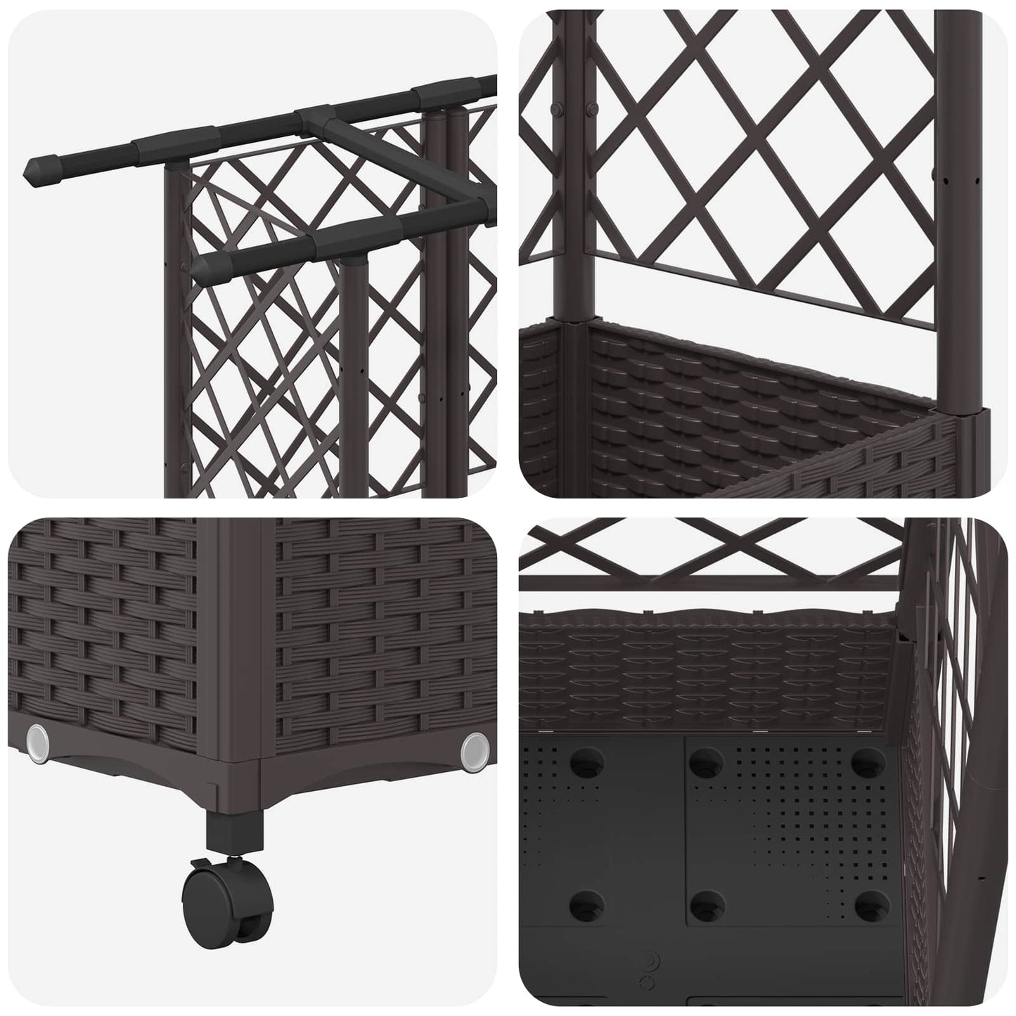Raised Bed with Trellis and Roof Brown 164 x 40 x 127 cm PP