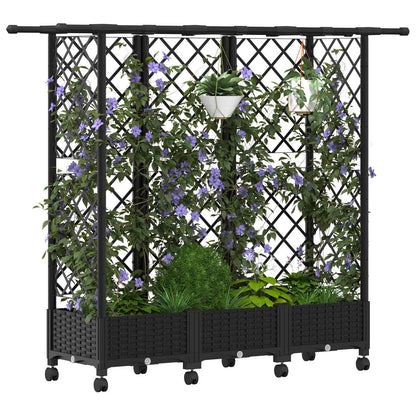 Raised Bed with Trellis and Roof Black 164 x 40 x 127 cm PP