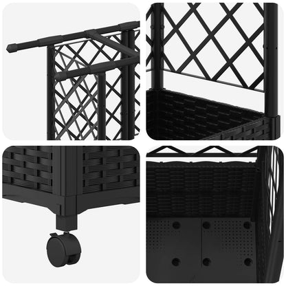 Raised Bed with Trellis and Roof Black 163.5 x 40 x 142 cm PP