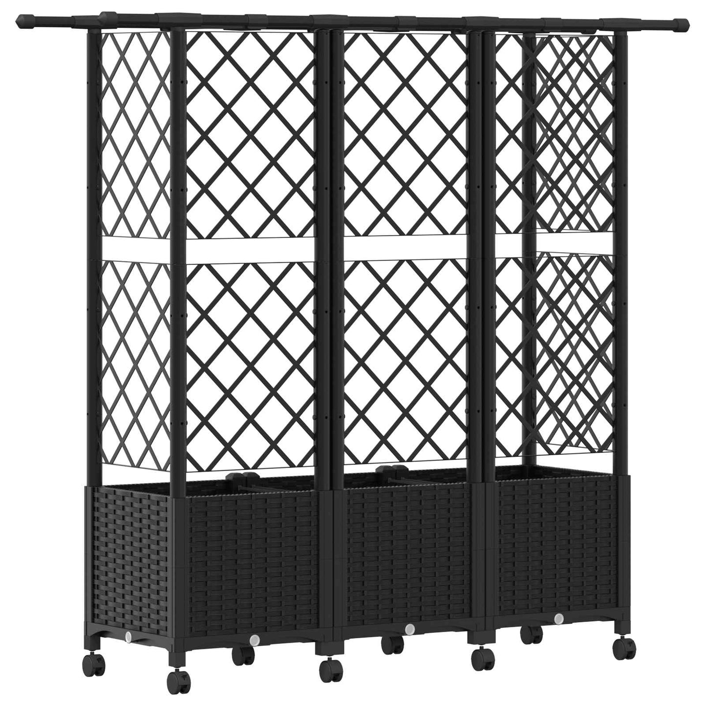 Raised Bed with Trellis and Roof Black 163.5 x 40 x 142 cm PP