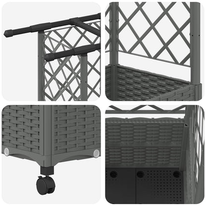Raised Bed with Trellis and Roof Light Grey 163.5 x 40 x 142 cm