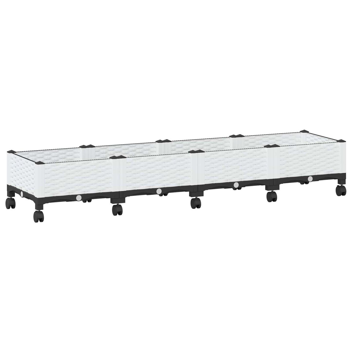 Garden Planter with Wheels White 160 x 40 x 33 cm PP