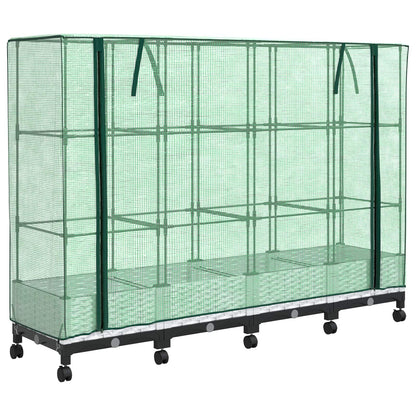 Garden Planter with Greenhouse Cover&Wheels 4 pcs White PP