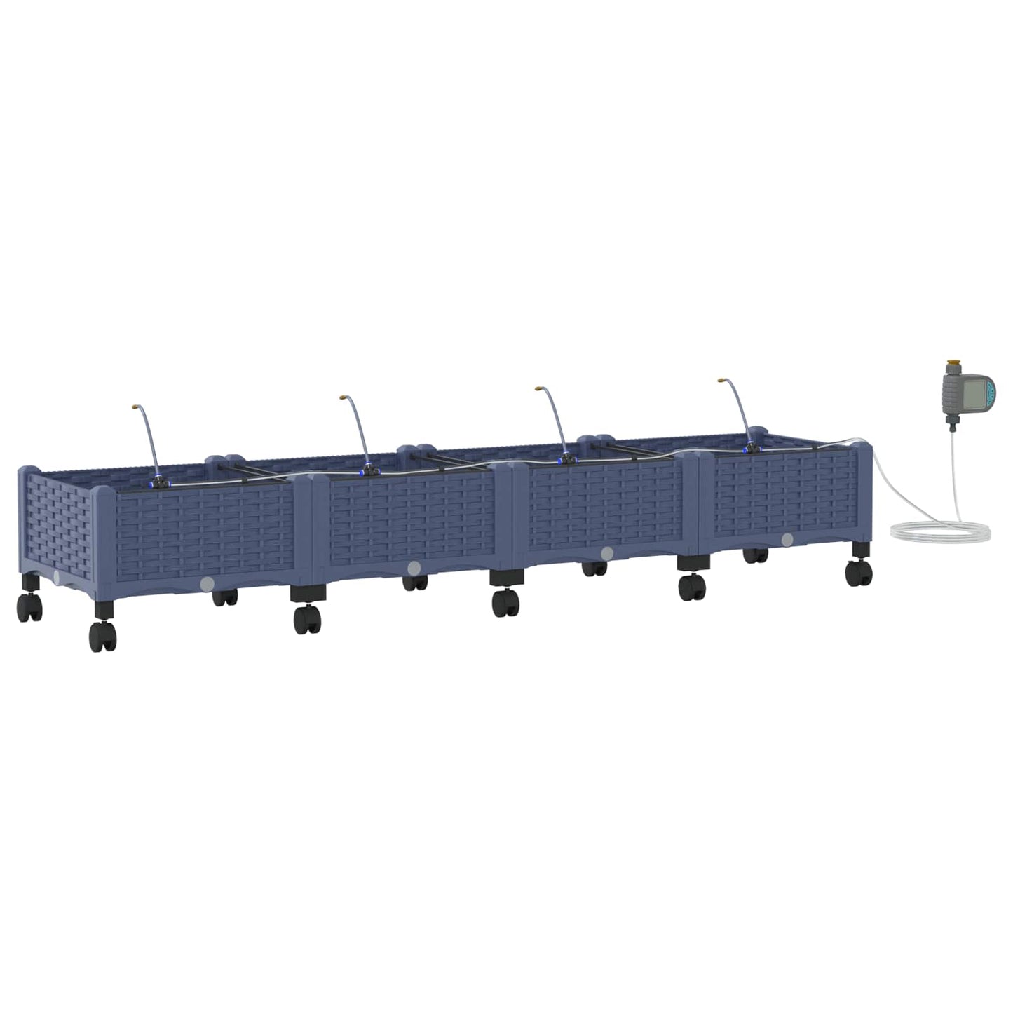 Garden Planter with Irrigation&Wheels 4 pcs Grey PP