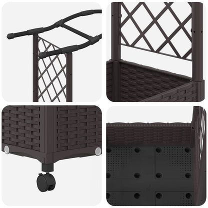 Raised Bed with Trellis and Roof Brown 207 x 40 x 129 cm PP