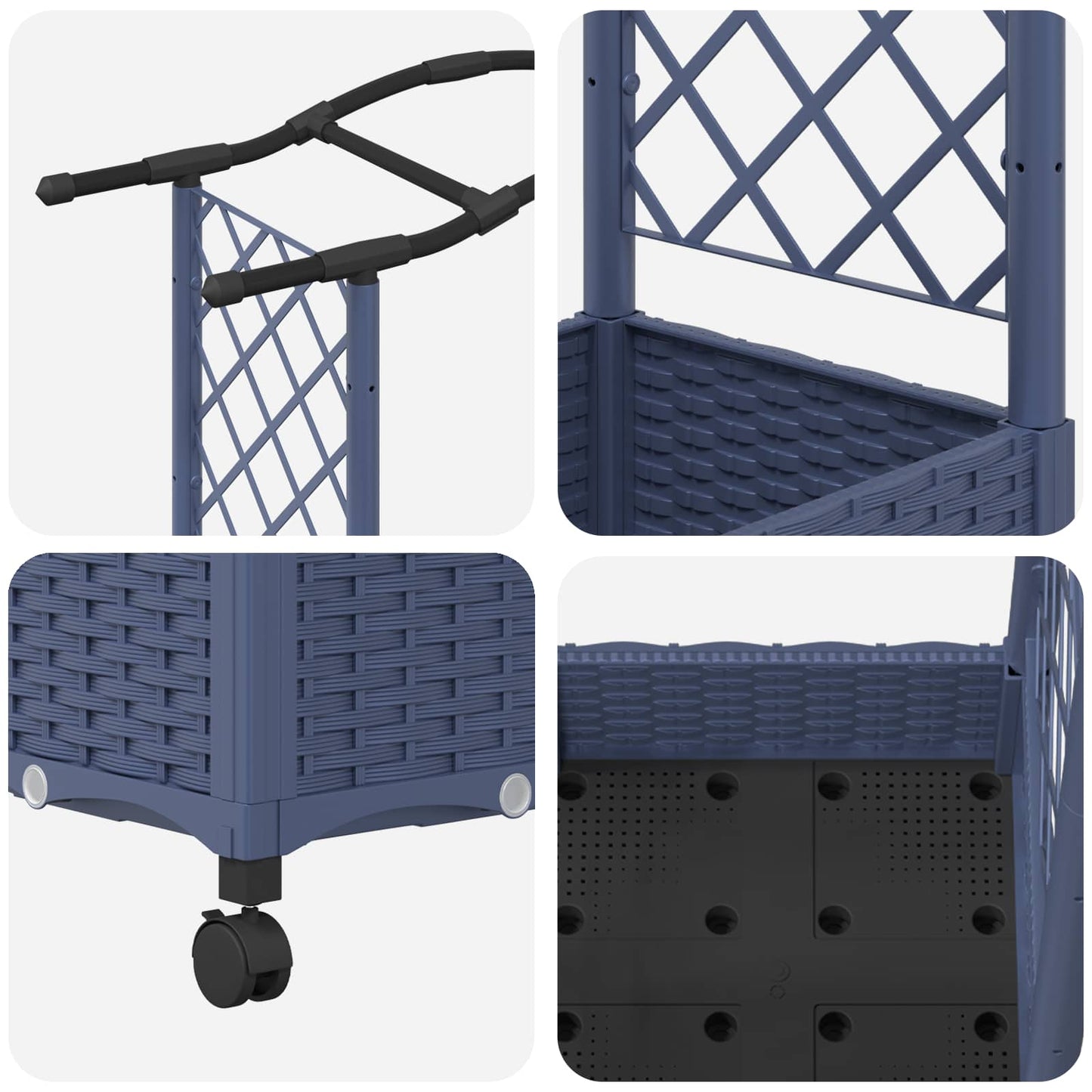 Raised Bed with Trellis and Roof Grey 207 x 40 x 129 cm PP