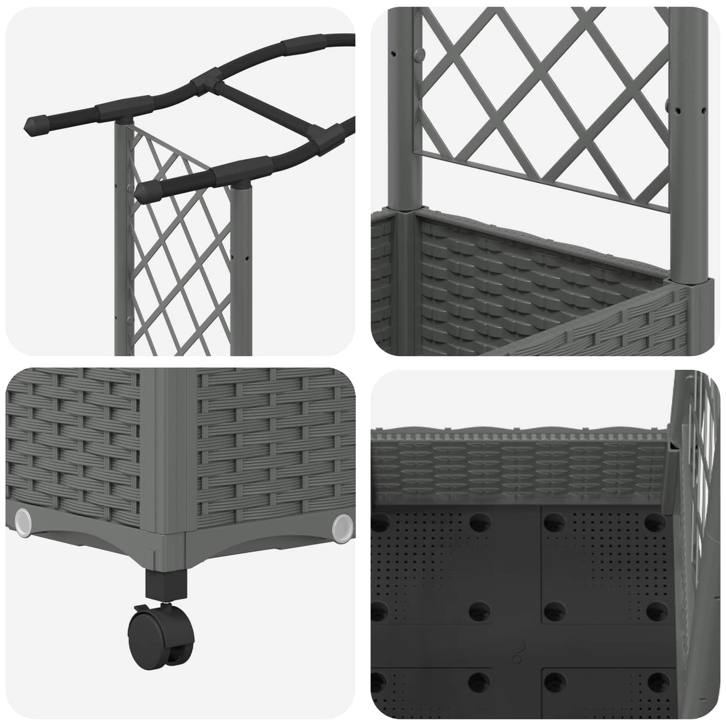 Raised Bed with Trellis and Roof Light Grey 207 x 40 x 129 cm