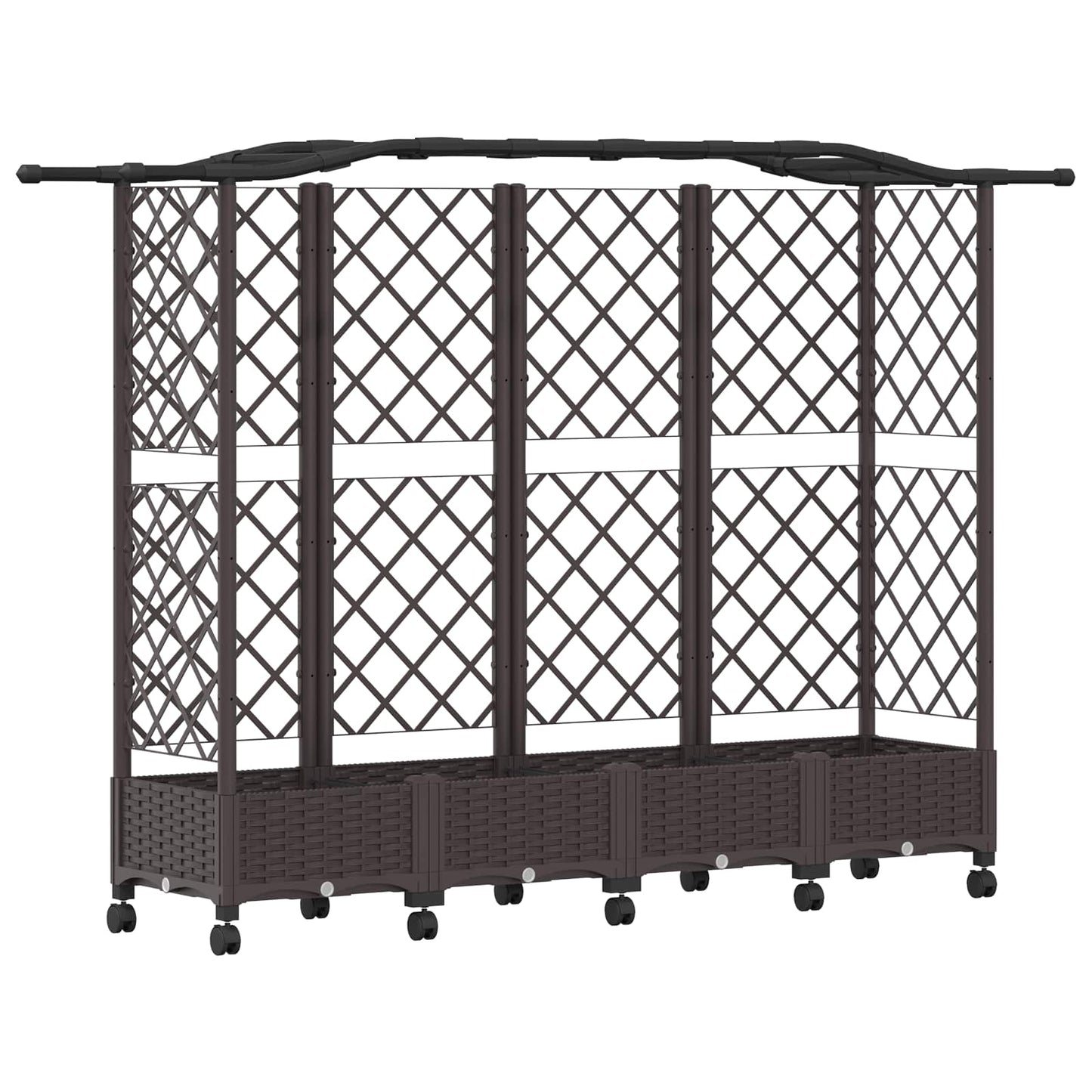Raised Bed with Trellis and Roof Brown 203.5 x 40 x 129 cm PP