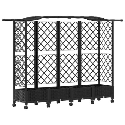 Raised Bed with Trellis and Roof Black 203.5 x 40 x 129 cm PP
