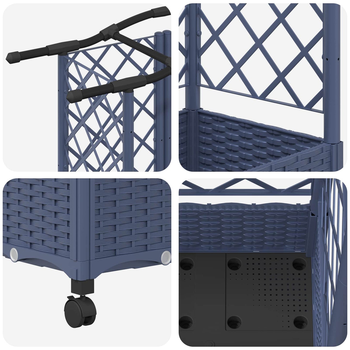 Raised Bed with Trellis and Roof Grey 203.5 x 40 x 129 cm PP