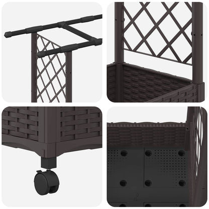 Raised Bed with Trellis and Roof Brown 203 x 40 x 127 cm PP