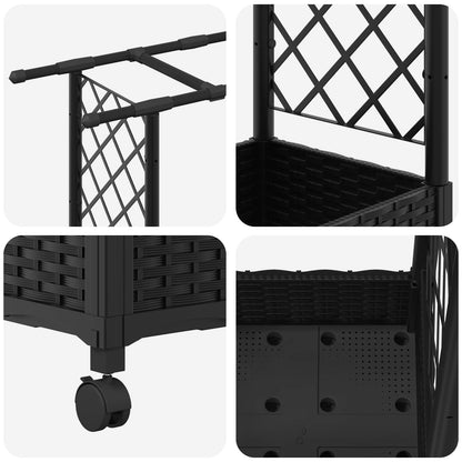 Raised Bed with Trellis and Roof Black 203 x 40 x 127 cm PP