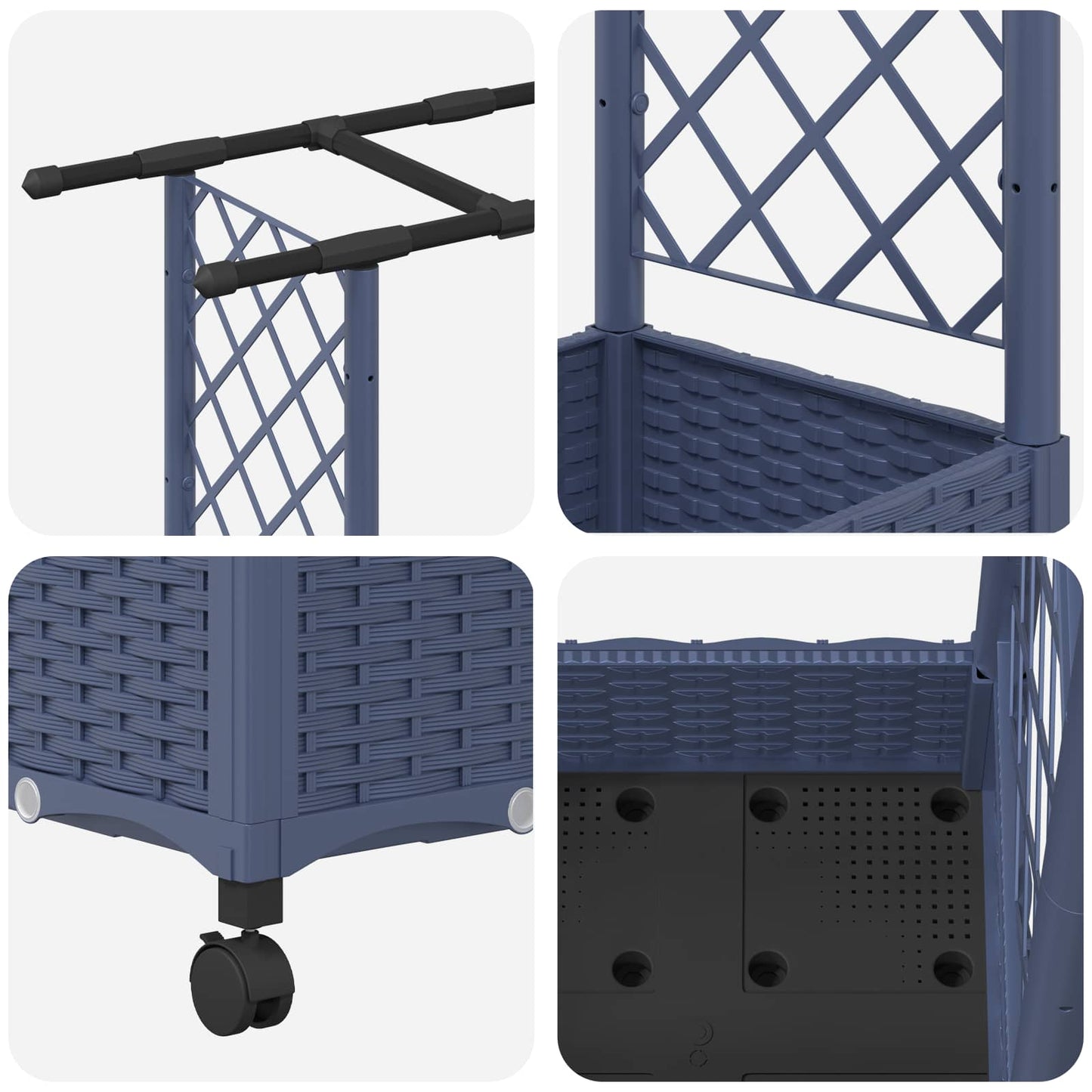 Raised Bed with Trellis and Roof Grey 203 x 40 x 127 cm PP