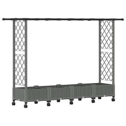Raised Bed with Trellis and Roof Light Grey 203 x 40 x 127 cm