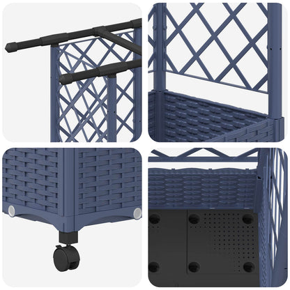 Raised Bed with Trellis and Roof Grey 202.5 x 40 x 127 cm PP