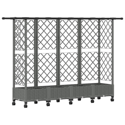 Raised Bed with Trellis and Roof Light Grey 202.5 x 40 x 127 cm