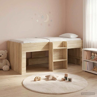 Kids'High Bed Frame Sonoma Oak 80 x 200 cm Engineered Wood