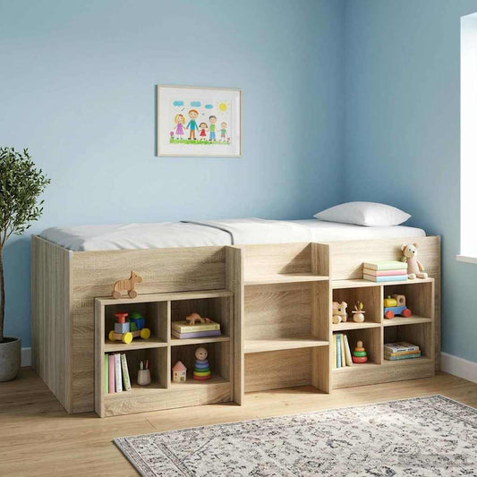 Kids'High Bed Frame Sonoma Oak 80 x 200 cm Engineered Wood