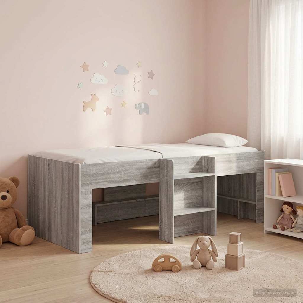 Kids'High Bed Frame 2 pcs Grey Sonoma 203 x 101.1 x 68.5 cm
