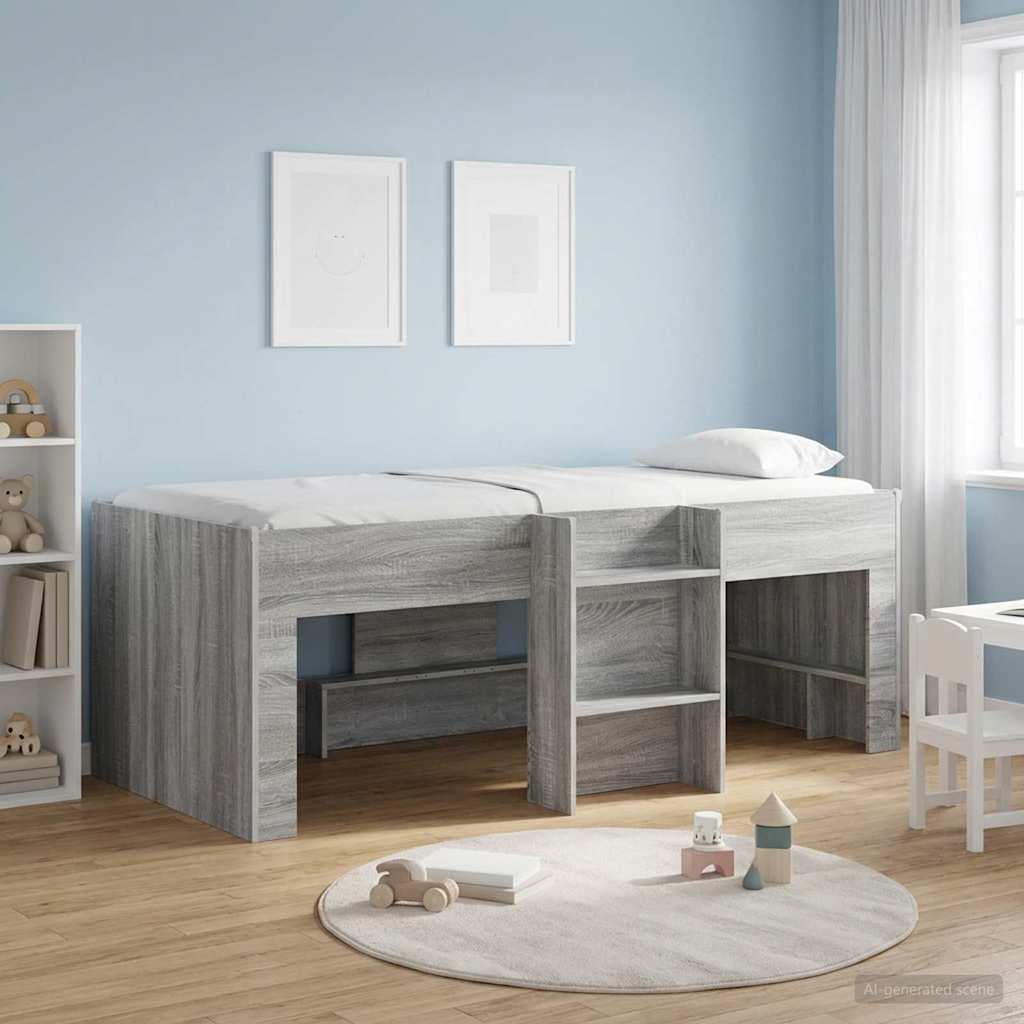 Kids'High Bed Frame 2 pcs Grey Sonoma 203 x 101.1 x 68.5 cm
