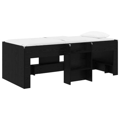 Kids'High Bed Frame 2 pcs Black Oak 90 x 200 cm