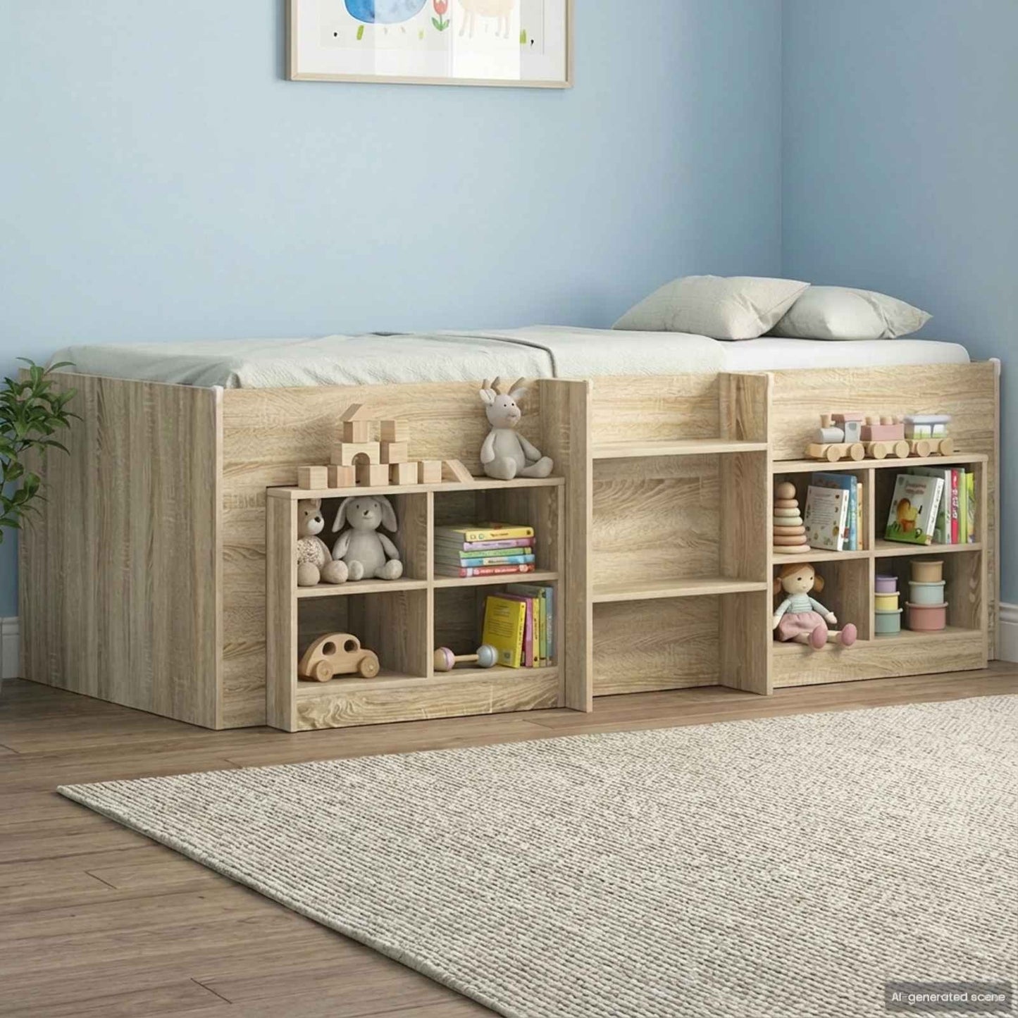 Kids'High Bed Frame Sonoma Oak 90 x 200 cm Engineered Wood