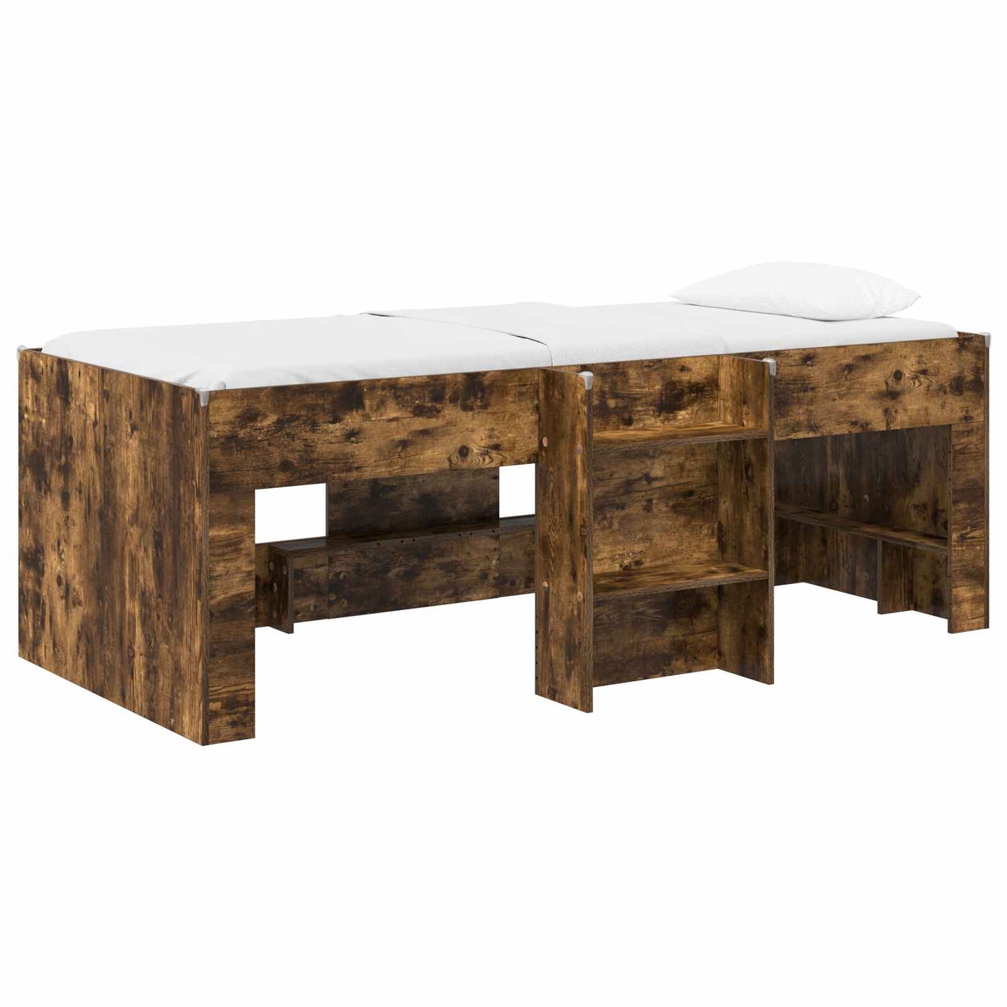 Kids'High Bed Frame 2 pcs Smoked Oak 90 x 200 cm