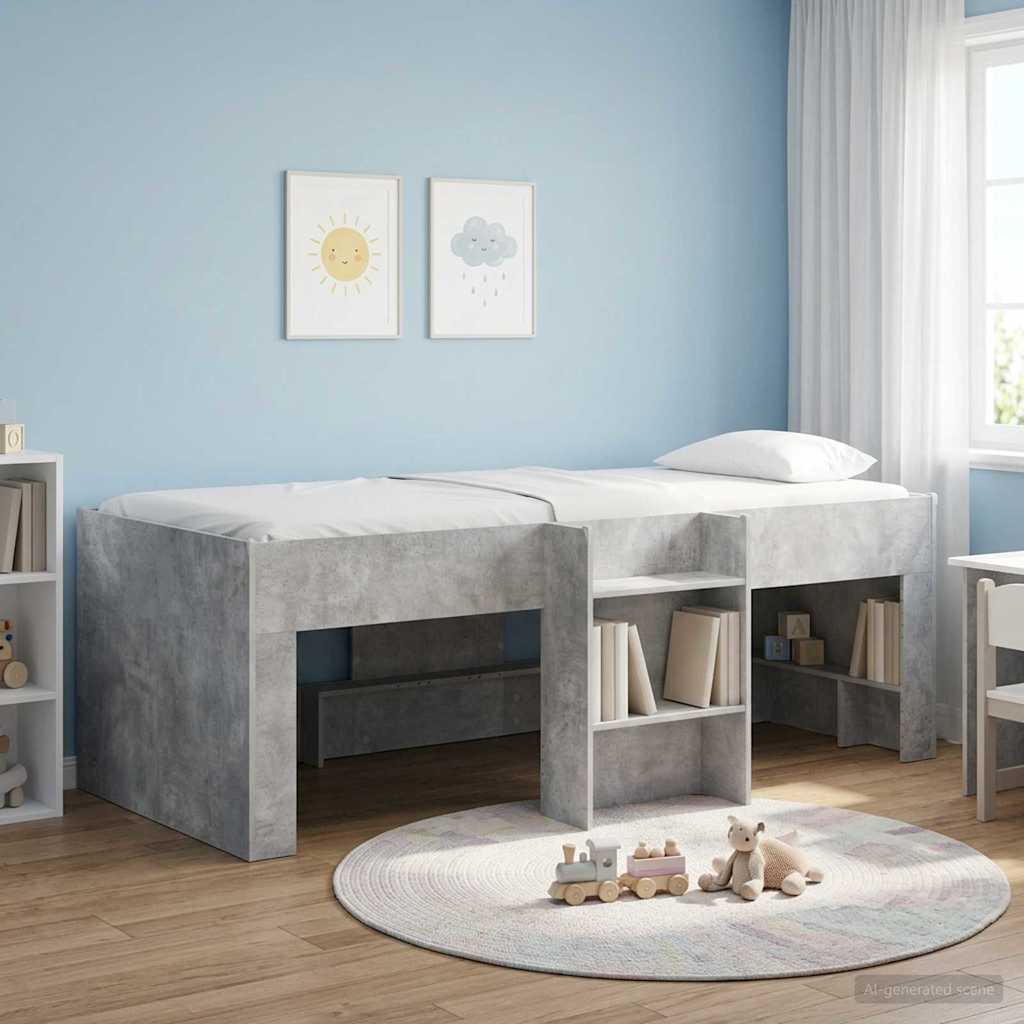 Kids'High Bed Frame 2 pcs Concrete Grey 98.5 x 200 cm